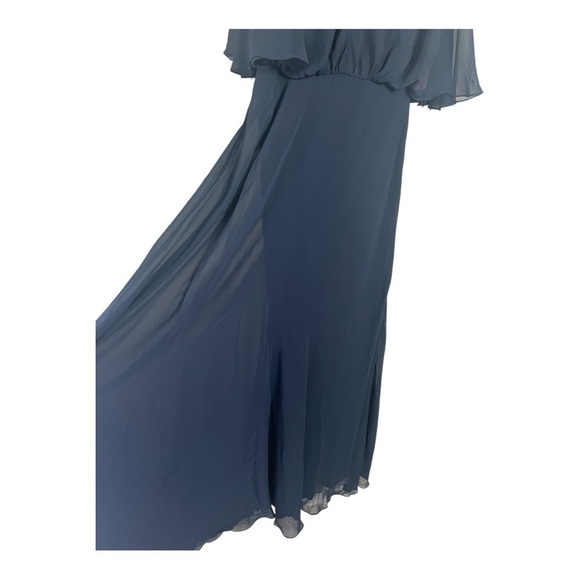 After Six Midnight Blue V-Neck Split Sleeve Blouson Bodice Maxi Dress - 1565  6R - Picture 4 of 14